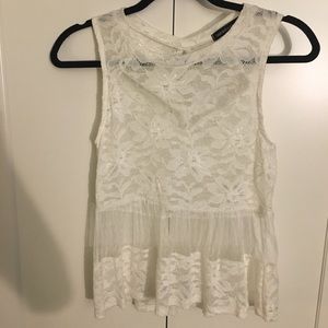 White sheer lace crop top